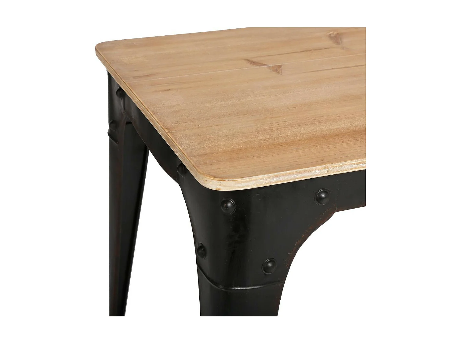 Set de 4 Tables gigognes Bois et en métal Noir effet vieilli