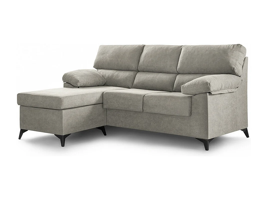 Sofá Chaise Longue de 100x241x157 cm de tela en color beige y patas en color negro Hilton