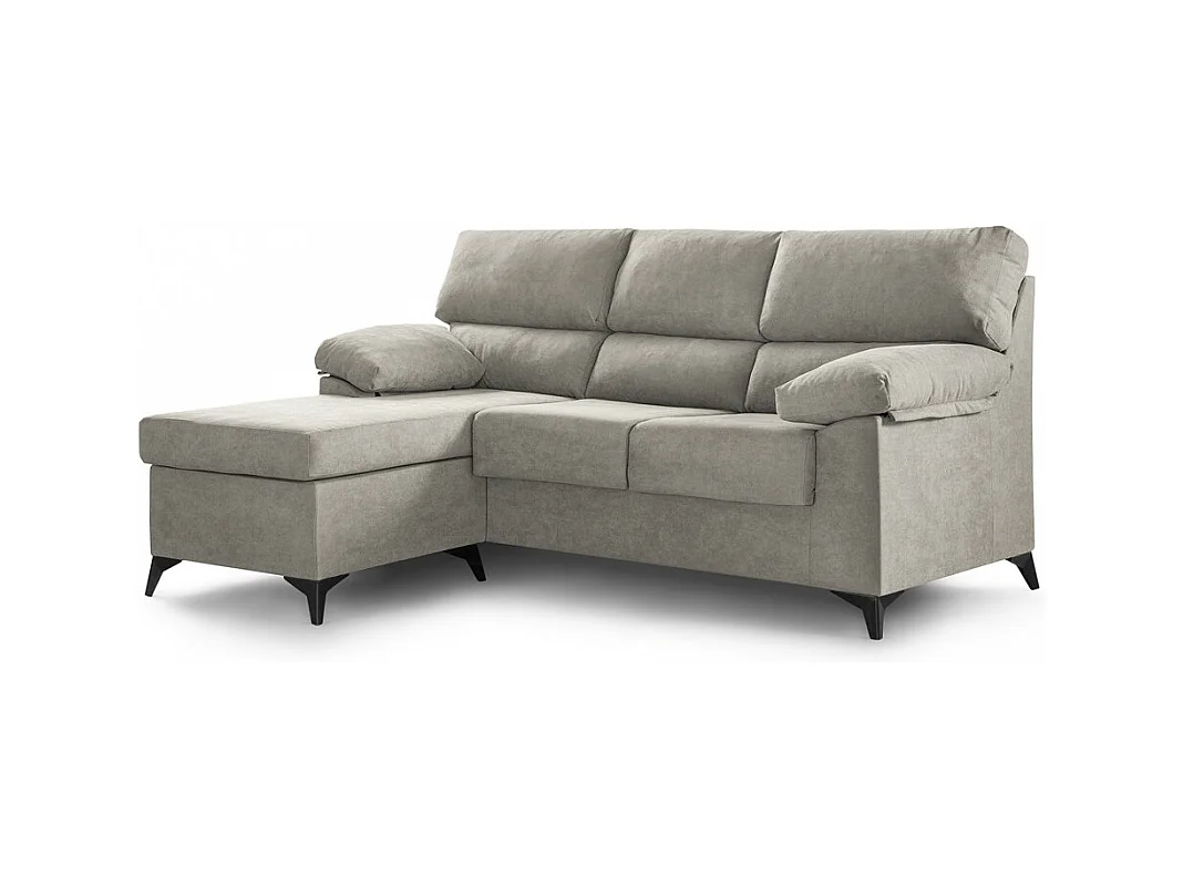 Sofá Chaise Longue de 100x200x157 cm de tela en color beige y patas en color negro Hilton