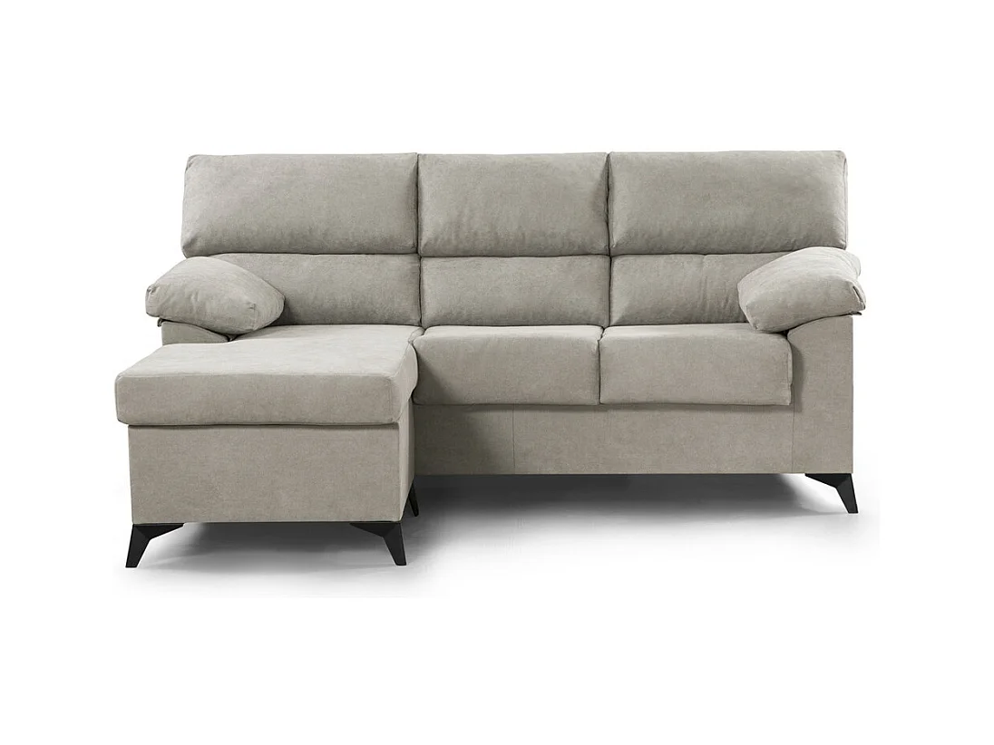 Sofá Chaise Longue de 100x200x157 cm de tela en color beige y patas en color negro Hilton