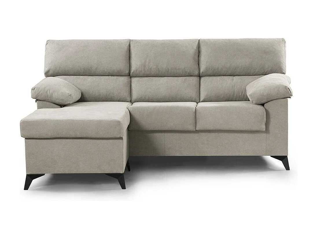 Sofá Chaise Longue de 100x200x157 cm de tela en color beige y patas en color negro Hilton