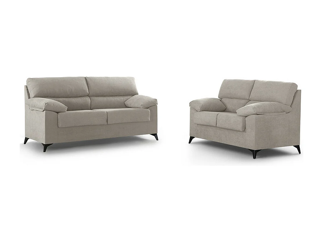 Sofá de 2 plazas de 140x110x85 cm de tela de microfibra en beige y patas negras Hilton