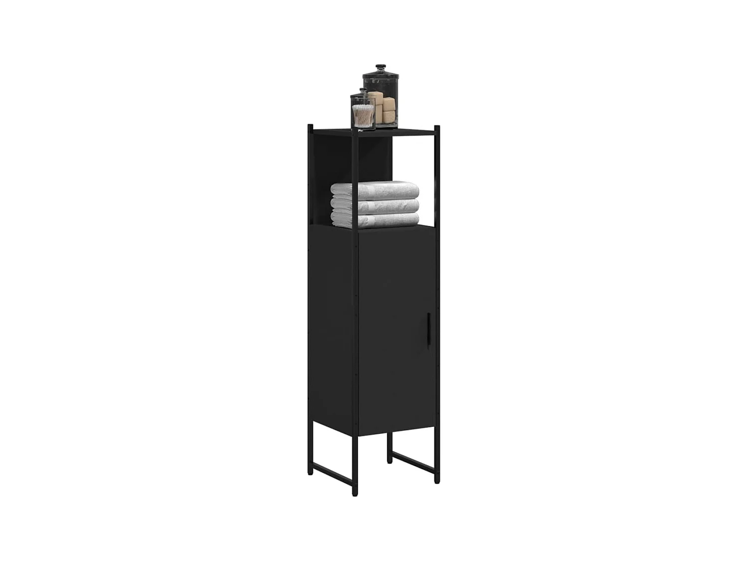 Armoire de salle de bain noir 33x33x120,5 bois d'ingénierie