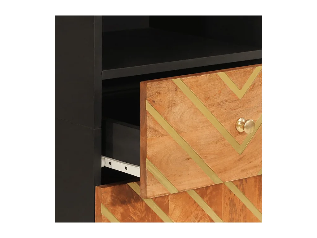 Armoire bain marron et noir 38x33,5x160 bois massif manguier