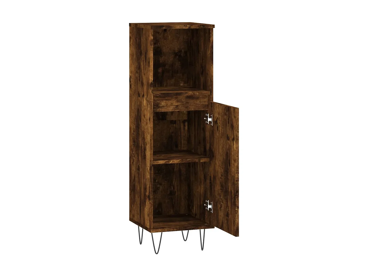 Armoire de bain chêne fumé 30x30x100 bois d'ingénierie