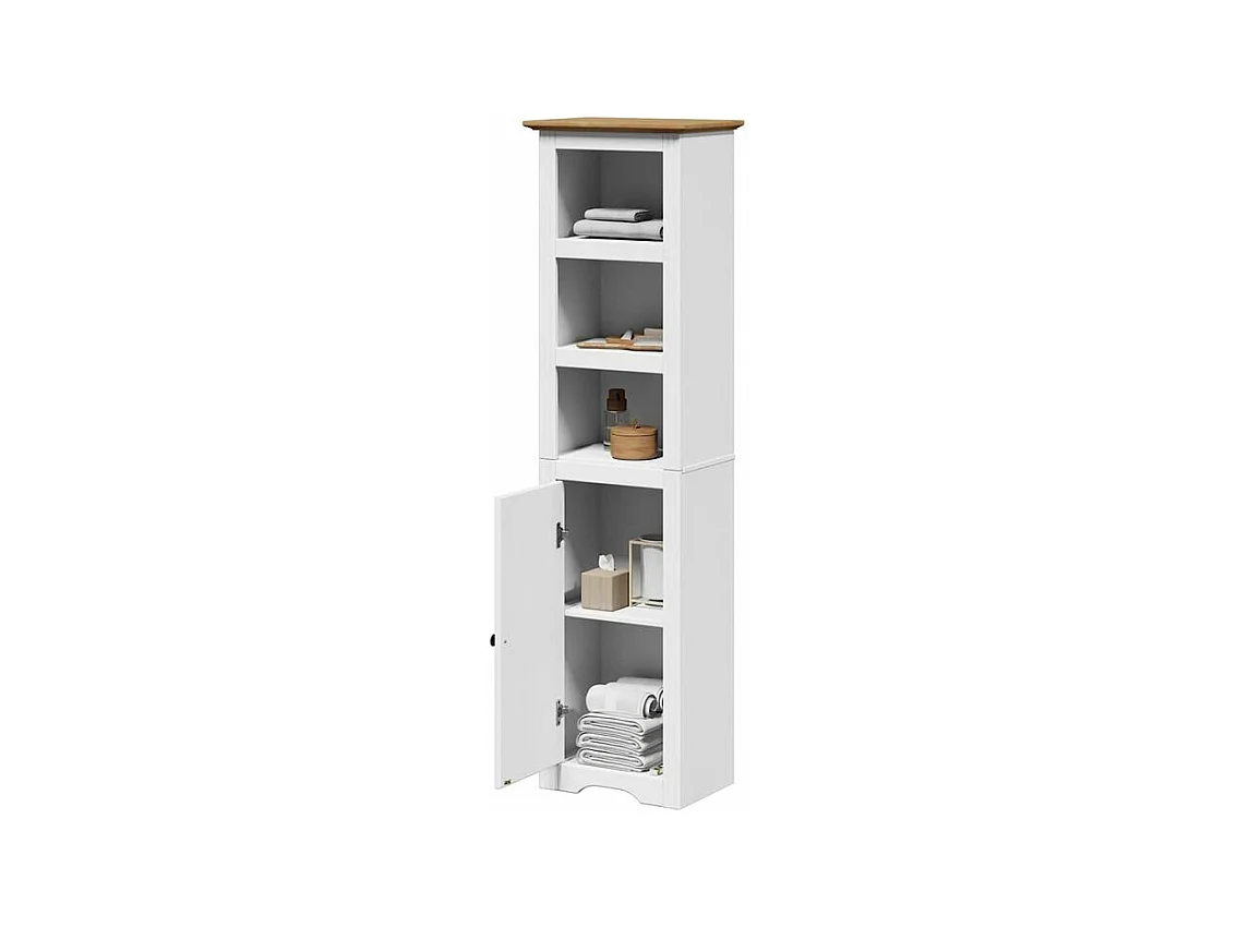 Armoire de salle de bain BODO blanc et marron 44x30x160