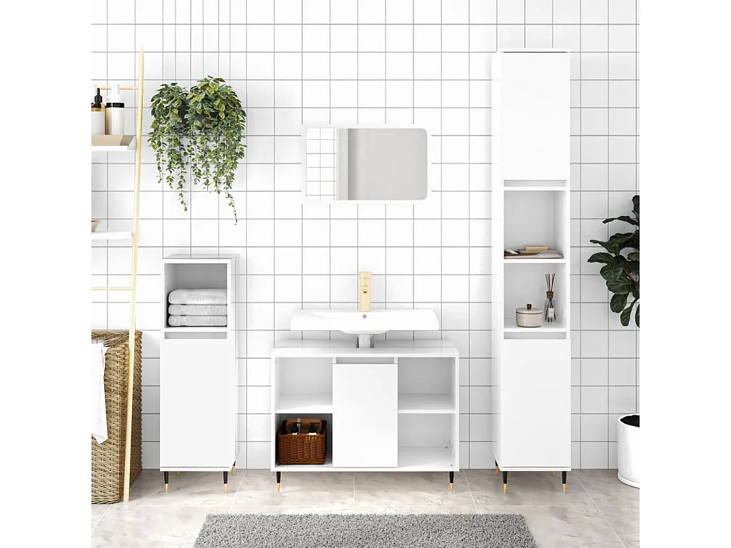 Armoire de salle de bain blanc brillant 30x30x100