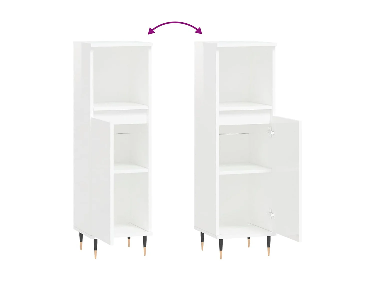 Armoire de salle de bain blanc brillant 30x30x100