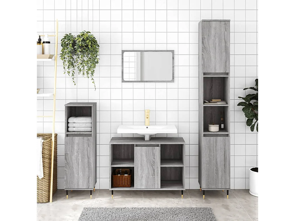 Armoire salle de bain sonoma gris 30x30x100