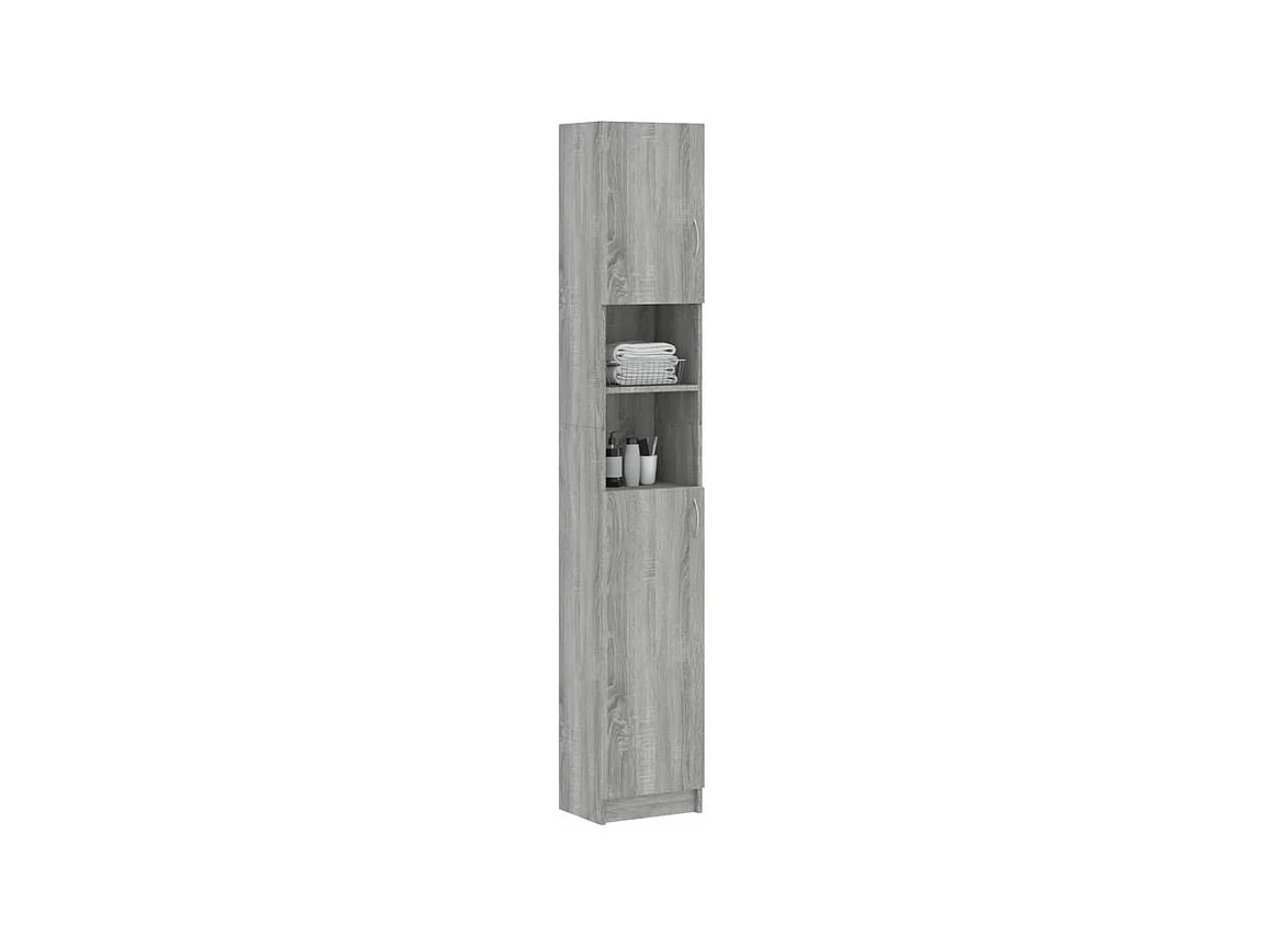 Meuble colonne de salle de bain Klasiko 32cm - Rangement élégant et fonctionnel-Couleur Chêne gris
