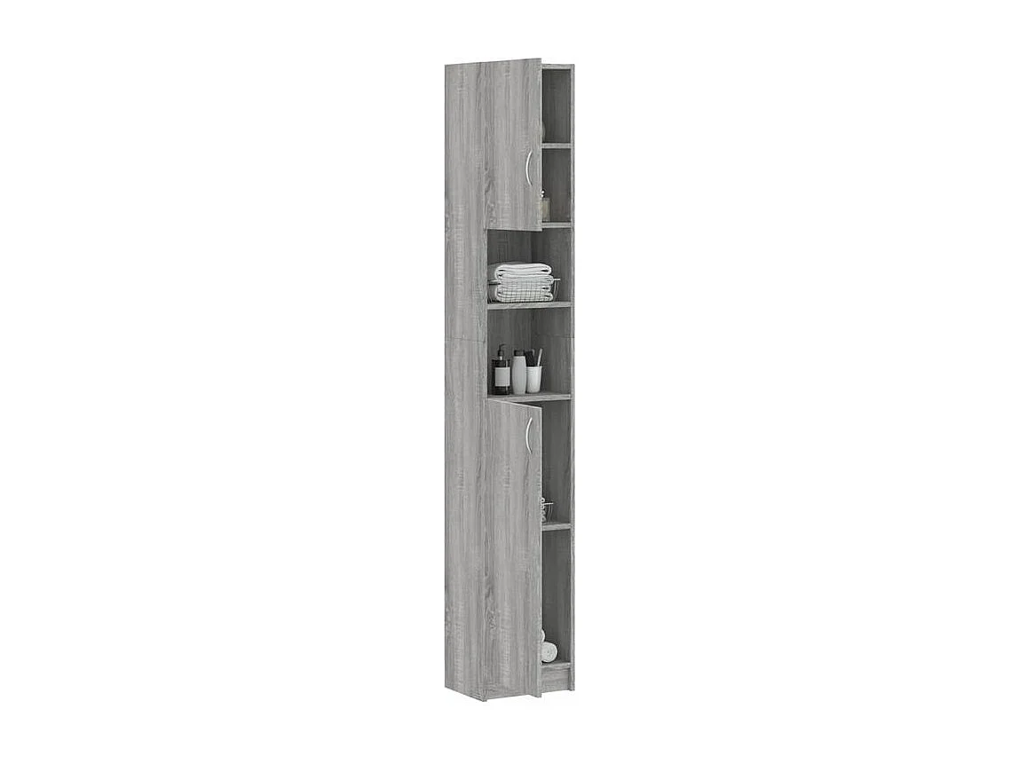 Meuble colonne de salle de bain Klasiko 32cm - Rangement élégant et fonctionnel-Couleur Chêne gris