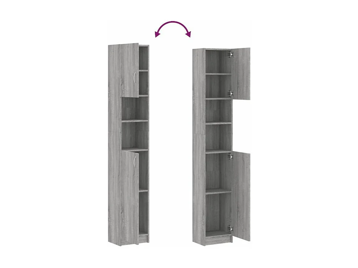 Meuble colonne de salle de bain Klasiko 32cm - Rangement élégant et fonctionnel-Couleur Chêne gris