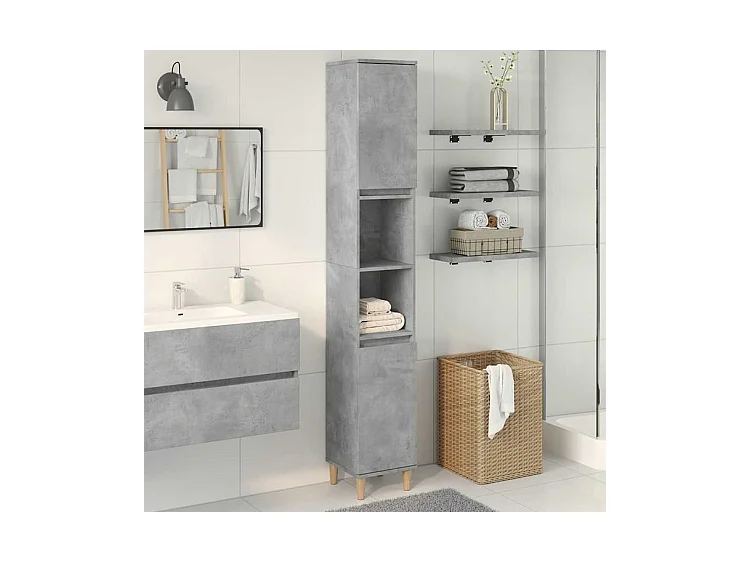 Armoire de salle de bain gris béton 30x30x190