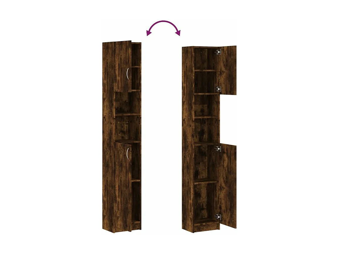 Meuble colonne de salle de bain Klasiko 32cm - Rangement élégant et fonctionnel-Couleur Marron fumé