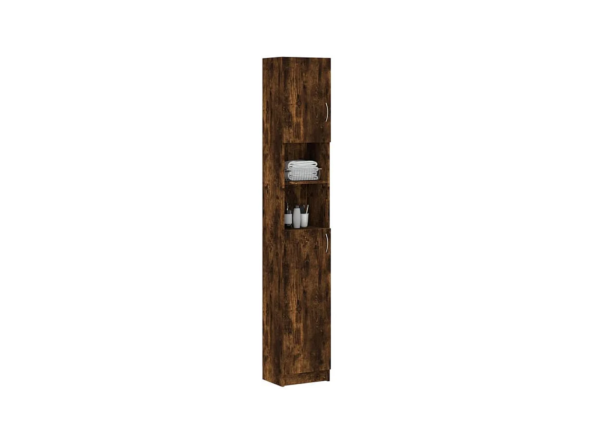 Meuble colonne de salle de bain Klasiko 32cm - Rangement élégant et fonctionnel-Couleur Marron fumé