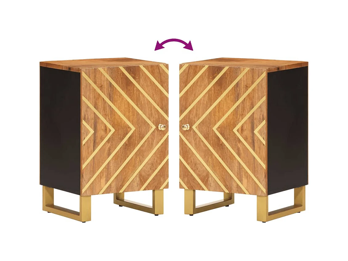 Armoire bain marron et noir 38x33,5x58 bois massif manguier