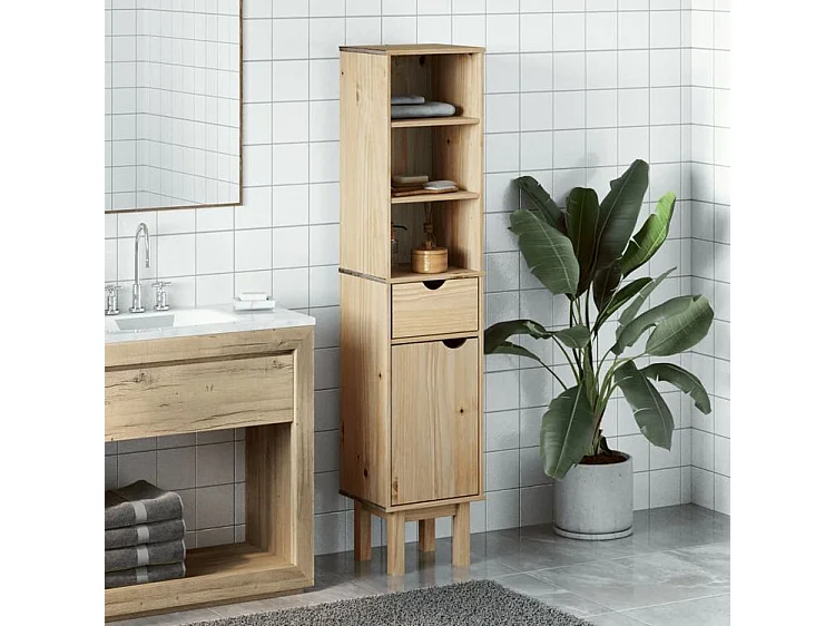 Armoire de salle de bain OTTA 35x30x159 bois massif de pin