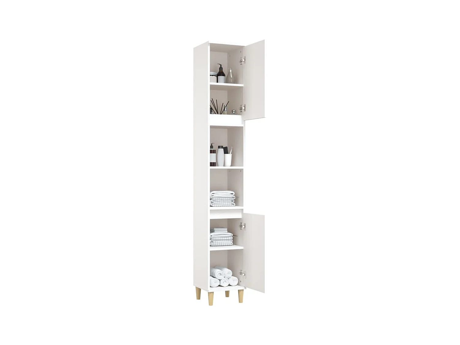 Badkamerkast 30x30x190 cm bewerkt hout wit