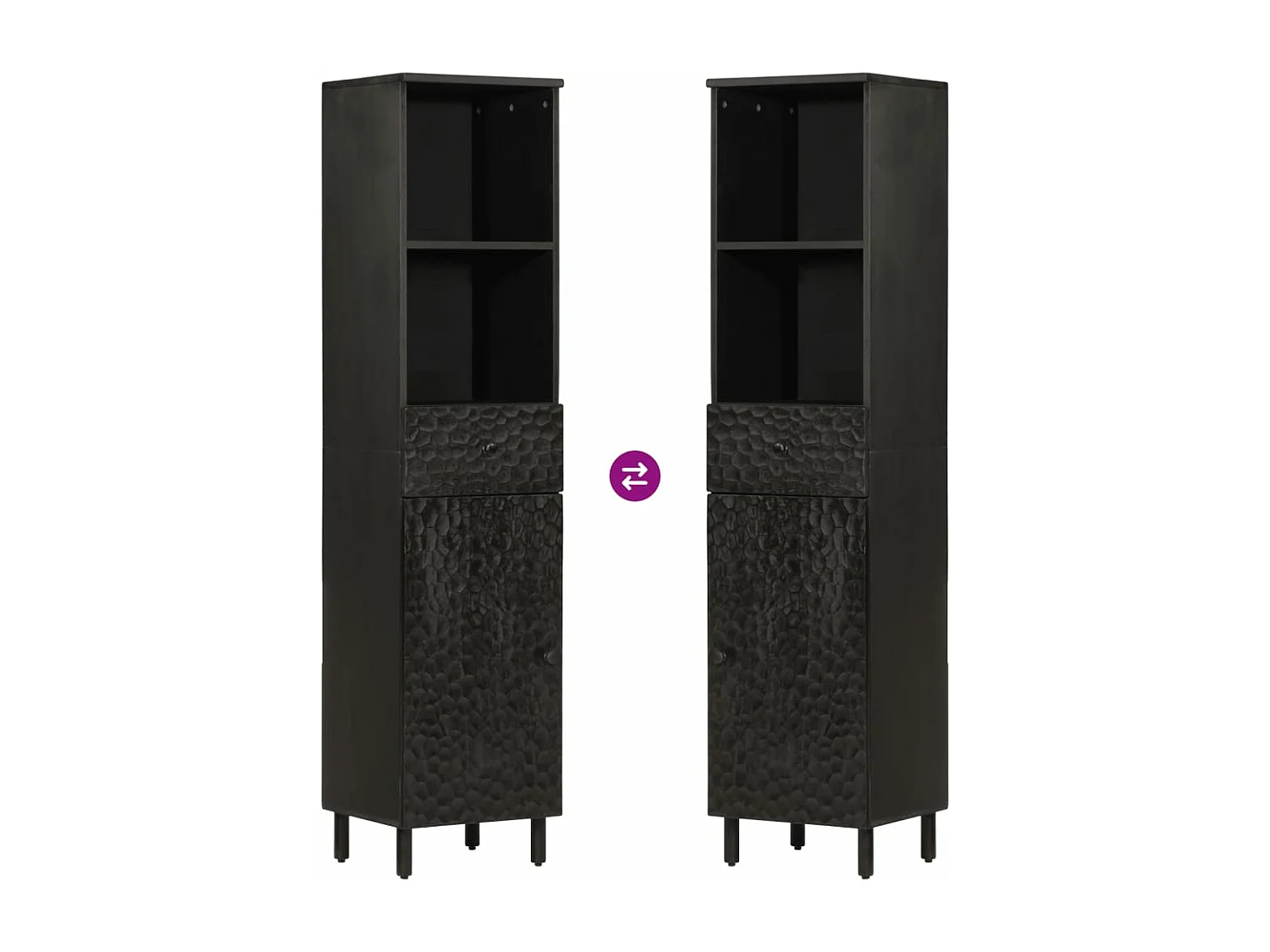 Armoire de salle de bain noir 38x33x160 bois massif manguier