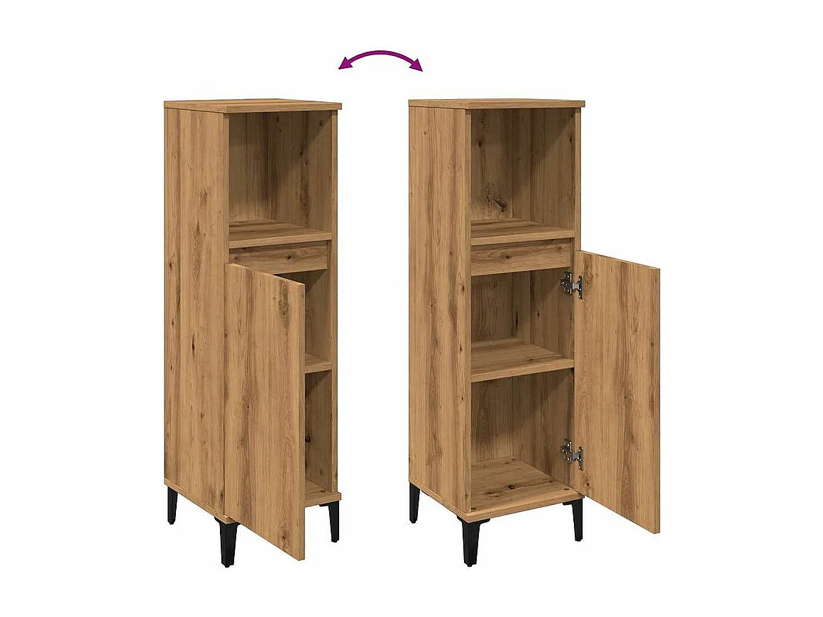 Armoire de salle de bain chêne artisanal 30x30x100