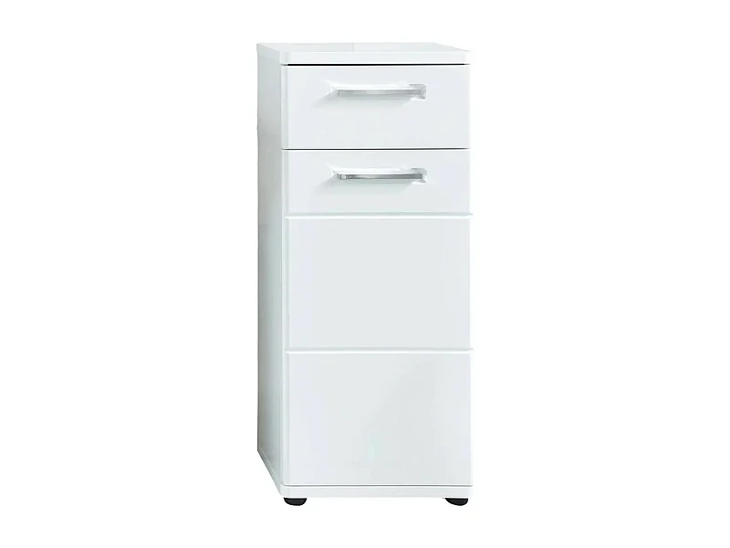 Rangement salle de bain 1 porte 1 tiroir mélaminé blanc Micko