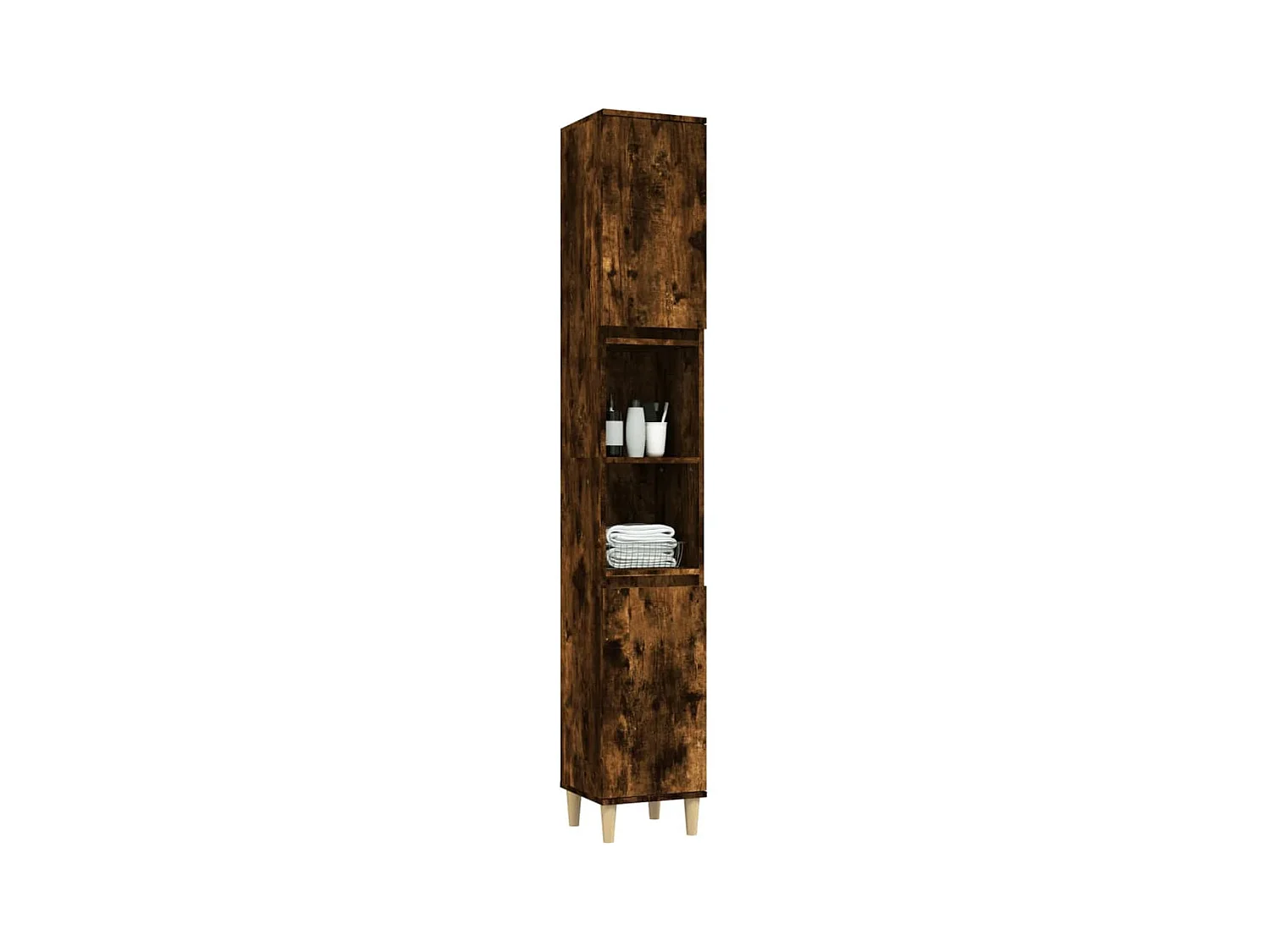 Armoire de bain chêne fumé 30x30x190 bois d'ingénierie