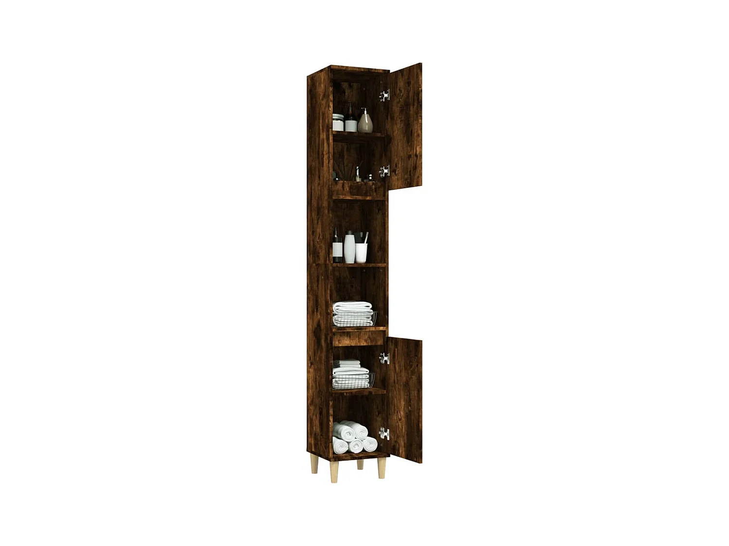 Armoire de bain chêne fumé 30x30x190 bois d'ingénierie
