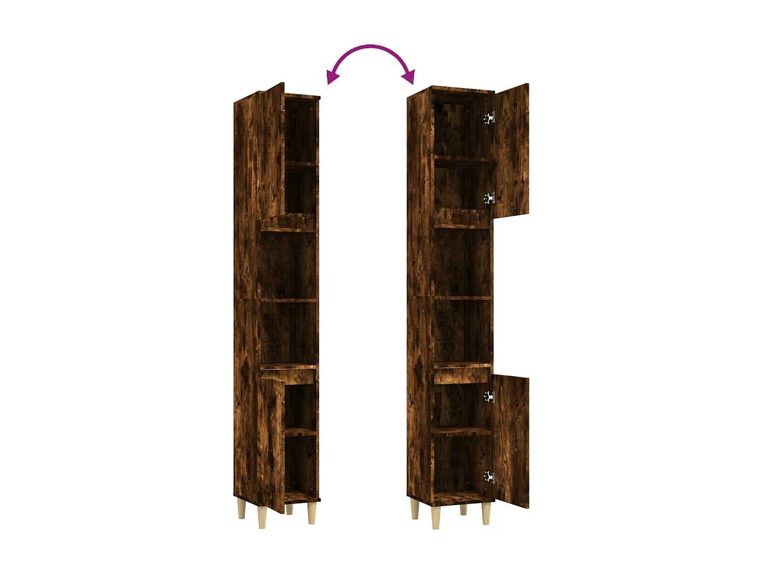 Armoire de bain chêne fumé 30x30x190 bois d'ingénierie