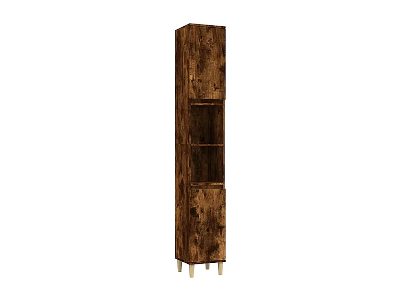 Armoire de bain chêne fumé 30x30x190 bois d'ingénierie