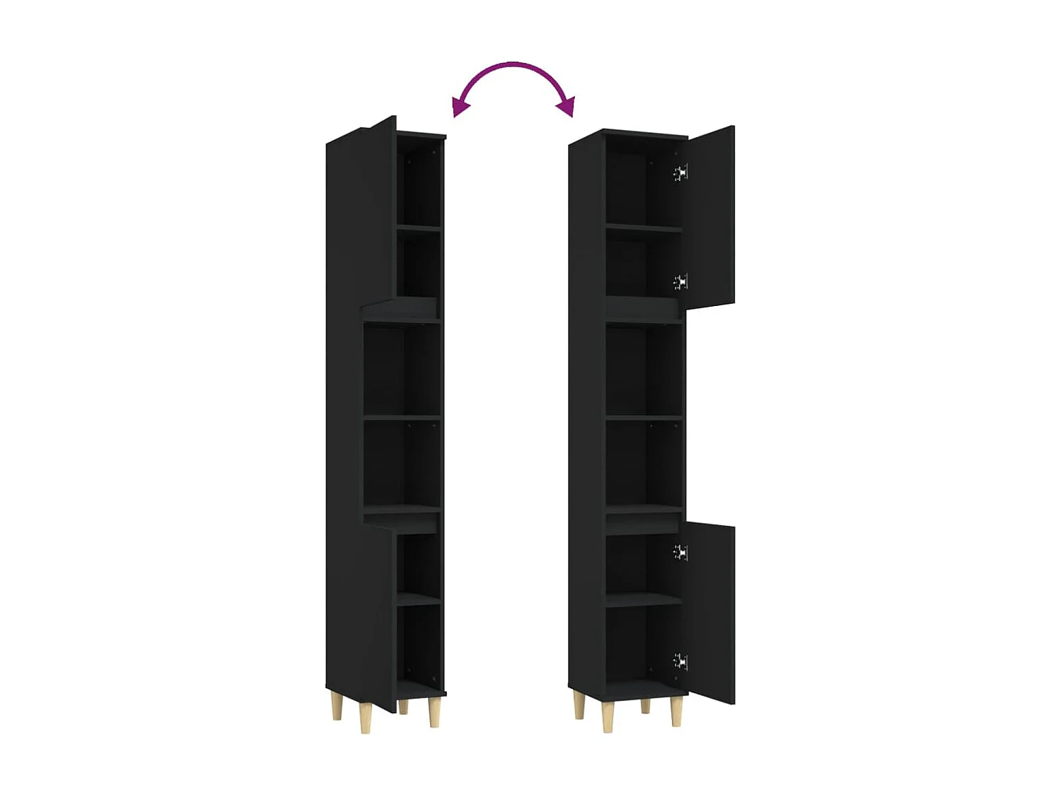 Armoire de salle de bain noir 30x30x190 bois d'ingénierie