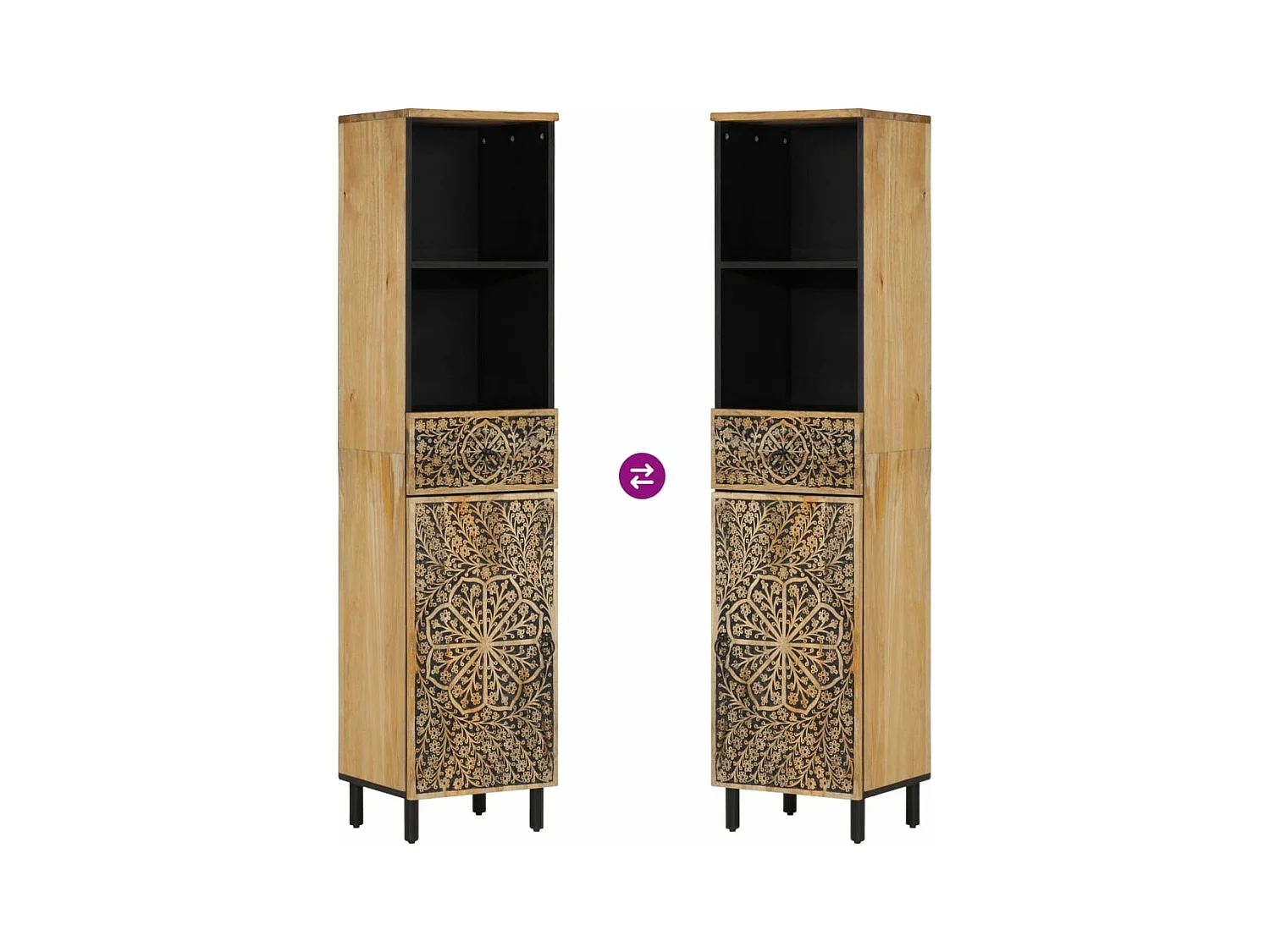 Armoire de salle de bain 38x33x160 bois massif de manguier