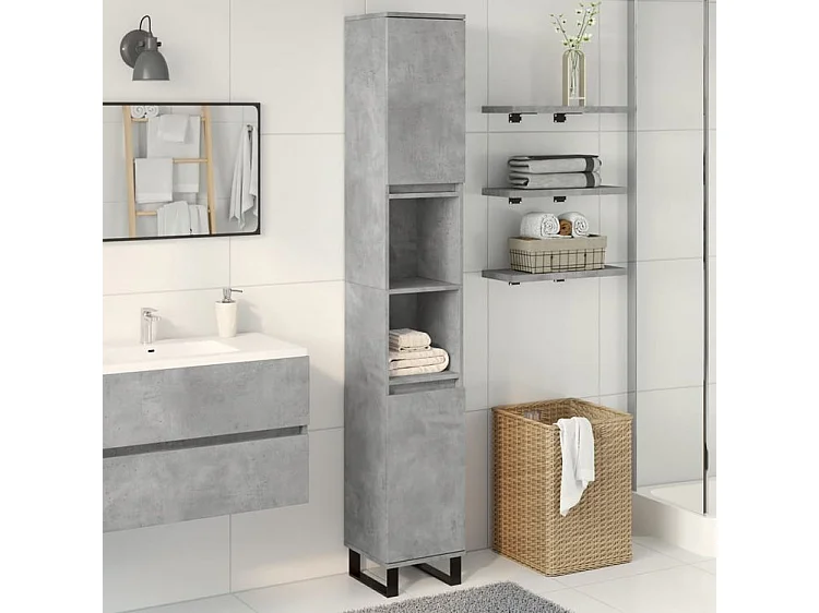 Armoire de salle de bain gris béton 30x30x190