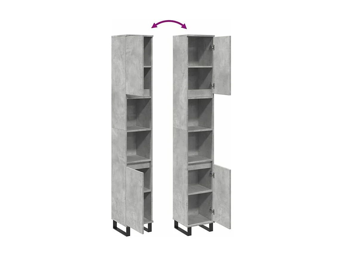 Armoire de salle de bain gris béton 30x30x190