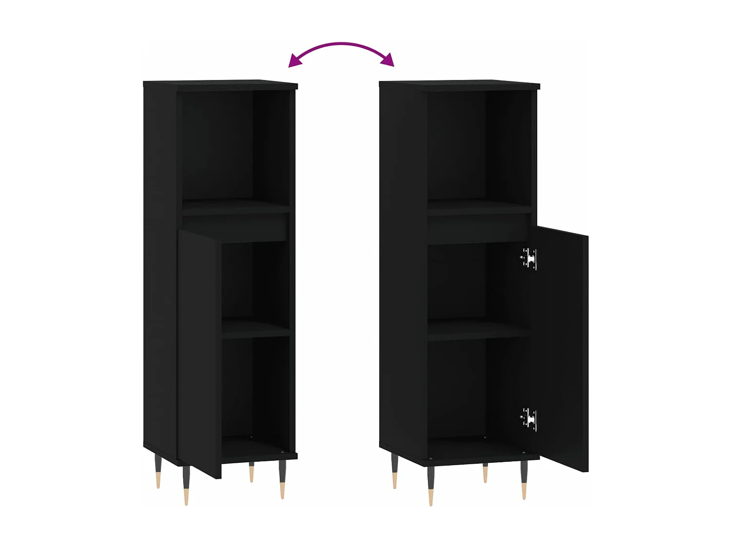 Armoire de salle de bain noir 30x30x100 bois d'ingénierie