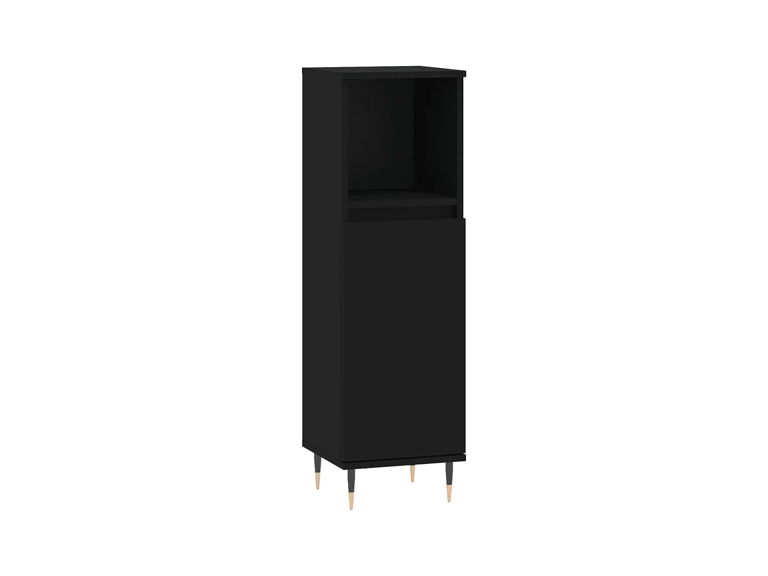Armoire de salle de bain noir 30x30x100 bois d'ingénierie
