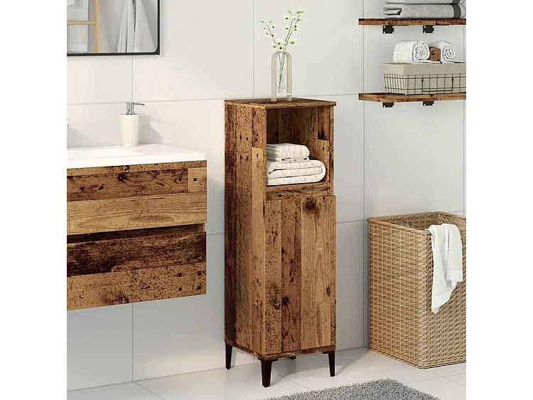 Armoire de salle de bain vieux bois 30x30x100 bois ingénierie