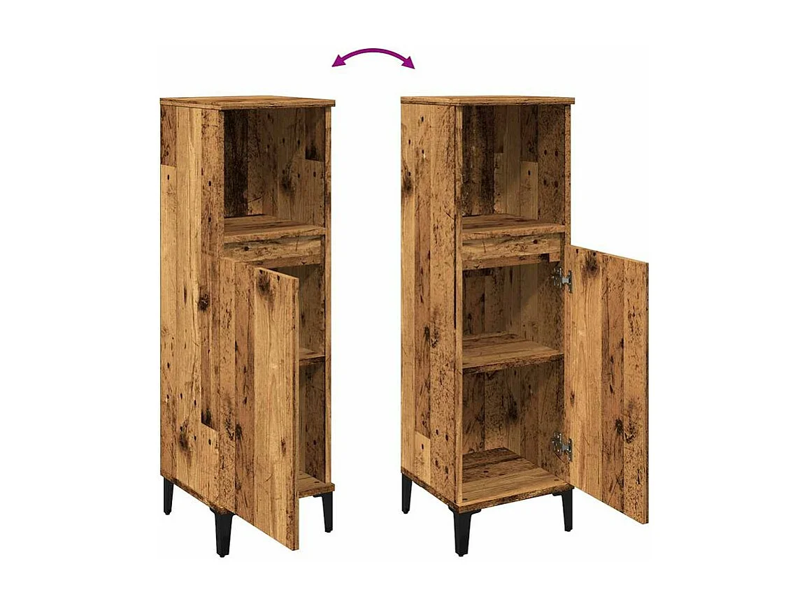 Armoire de salle de bain vieux bois 30x30x100 bois ingénierie
