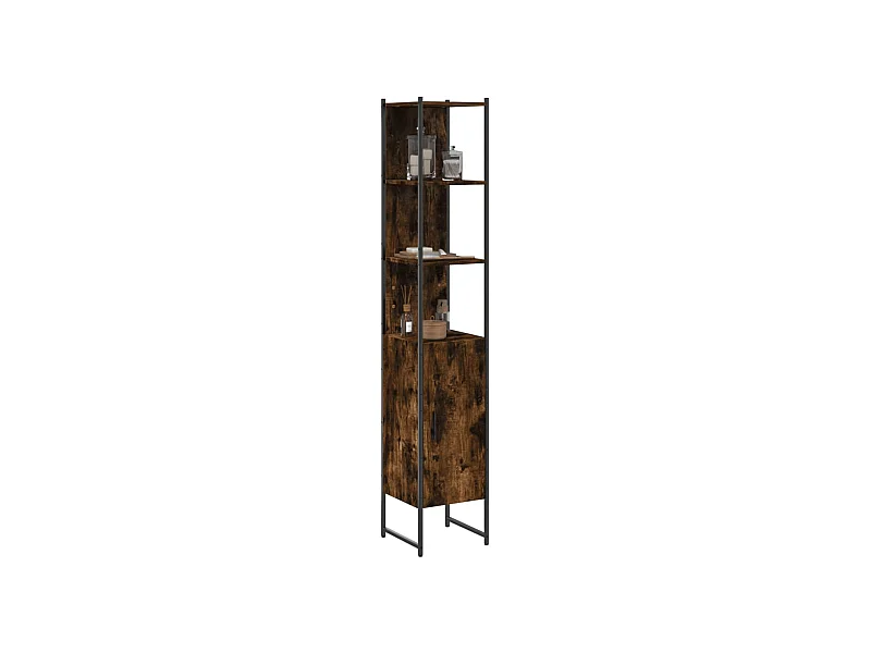 Armoire de bain chêne fumé 33x33x185,5 bois d'ingénierie