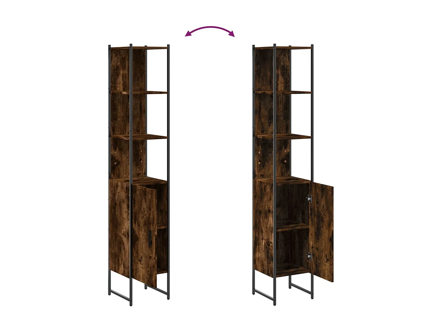 Armoire de bain chêne fumé 33x33x185,5 bois d'ingénierie