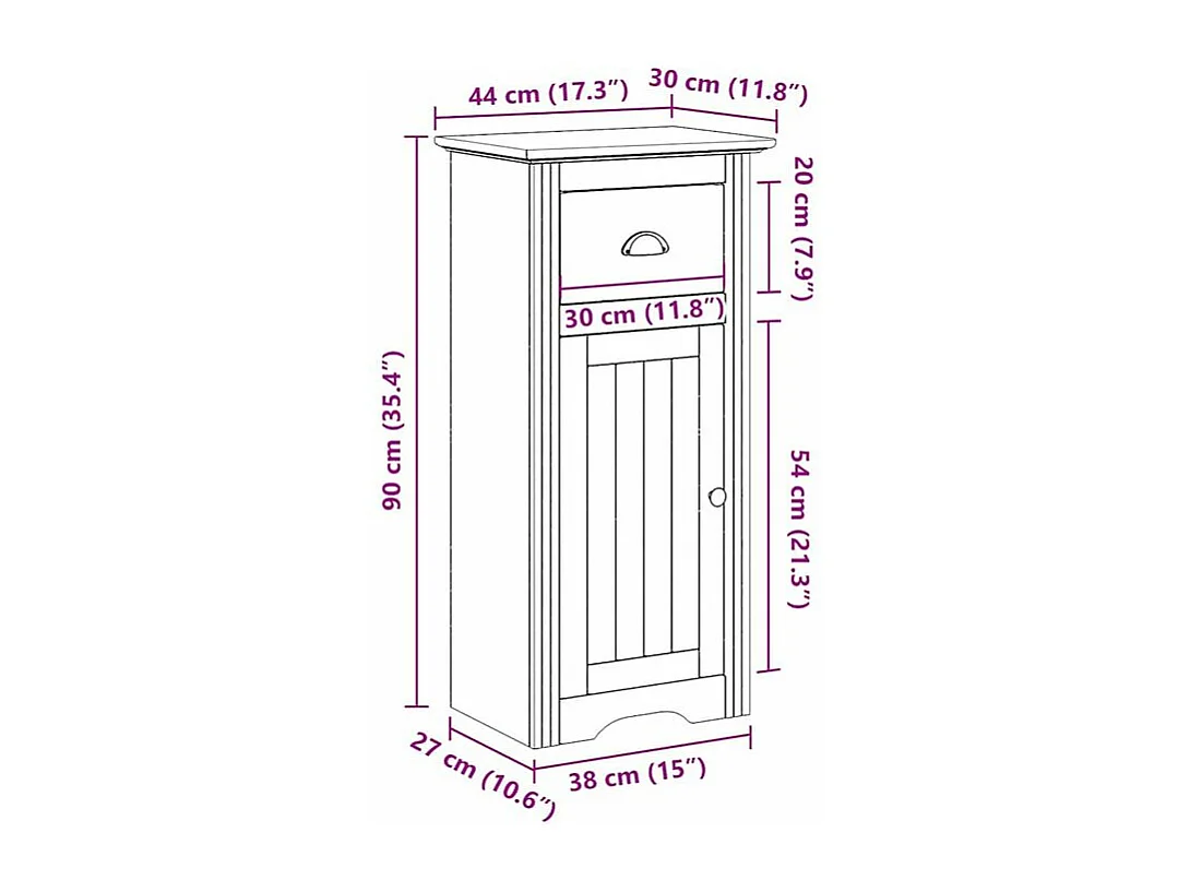 Armoire de salle de bain BODO blanc 44x30x90