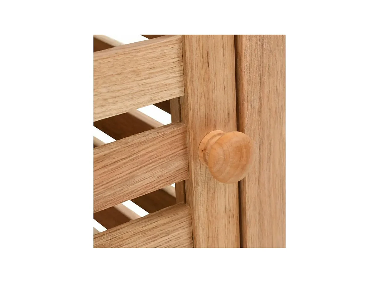 Etagère de rangement 1 porte 2 plateaux noyer massif clair Lenny 2