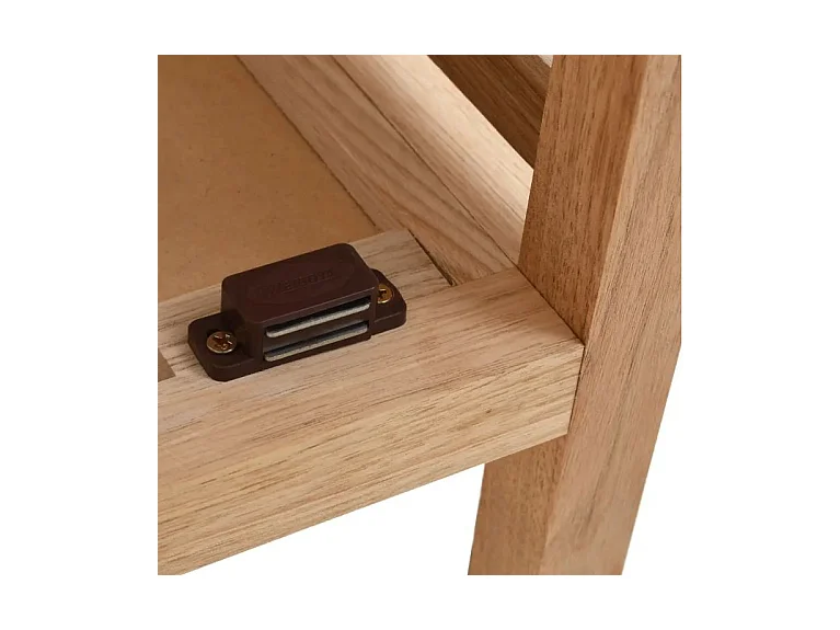 Etagère de rangement 1 porte 2 plateaux noyer massif clair Lenny 2