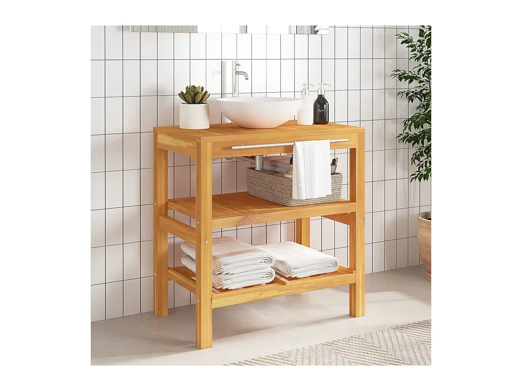 Armoire de salle de bain avec 2 étagères 74x45x75 bois massif