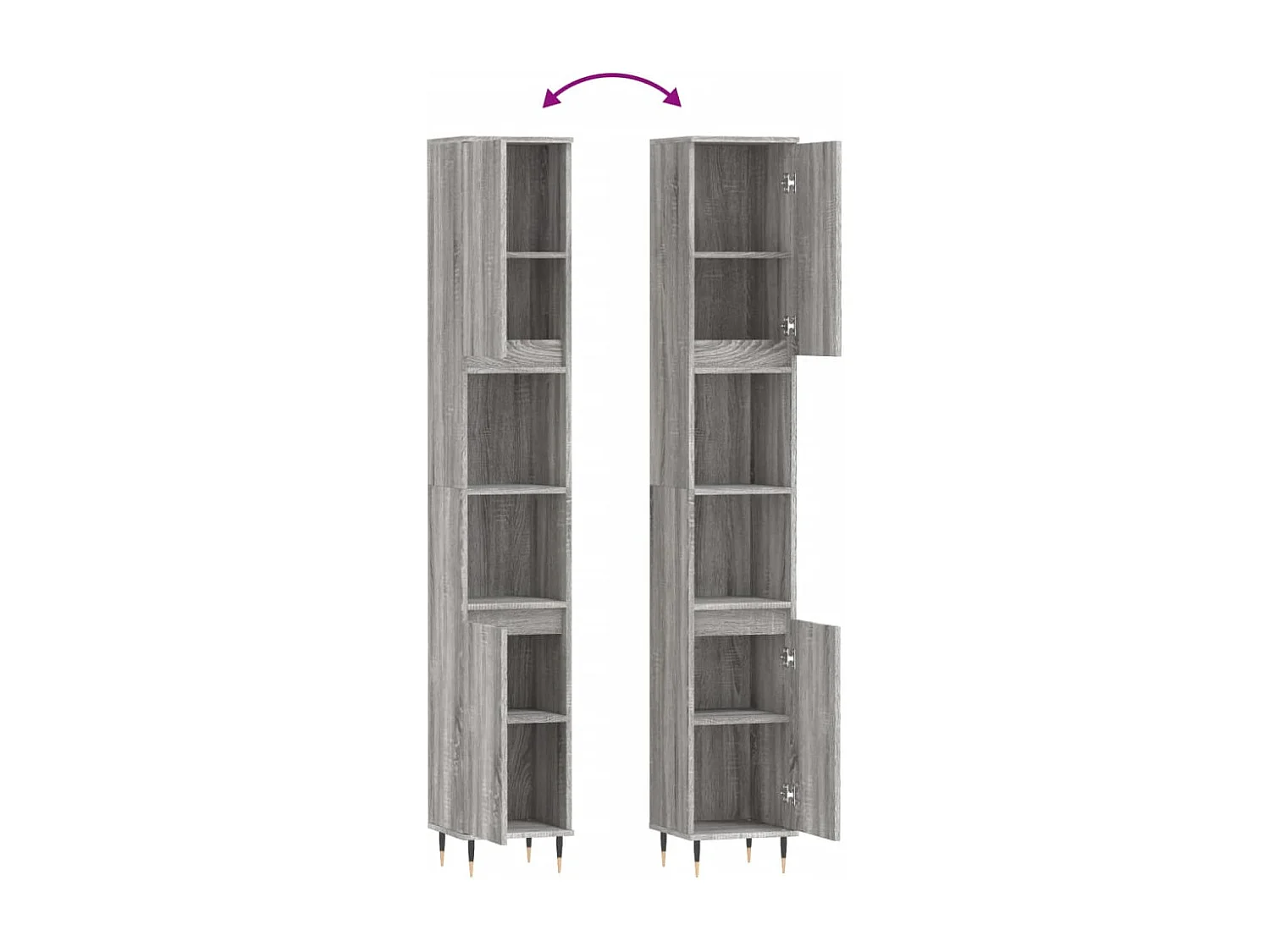 Armoire de bain sonoma gris 30x30x190 bois d'ingénierie