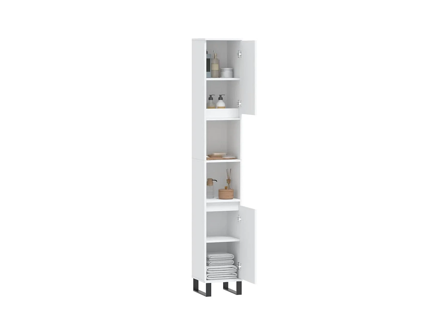 Badkamerkast 30x30x190 cm bewerkt hout wit