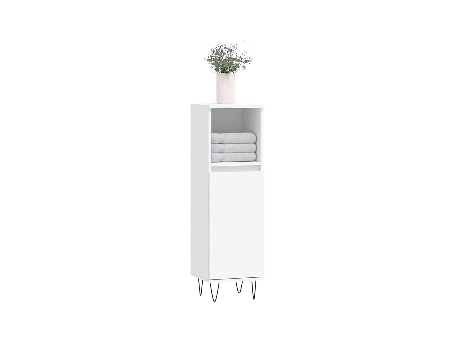 Badkamerkast 30x30x100 cm bewerkt hout wit