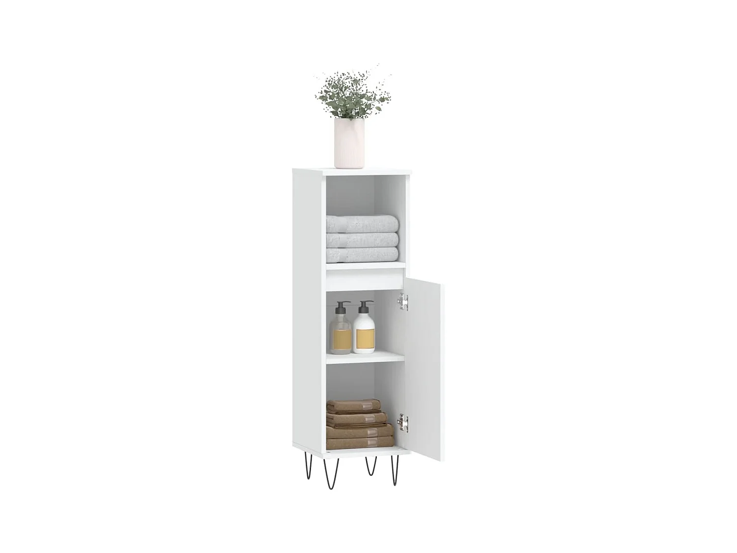 Badkamerkast 30x30x100 cm bewerkt hout wit