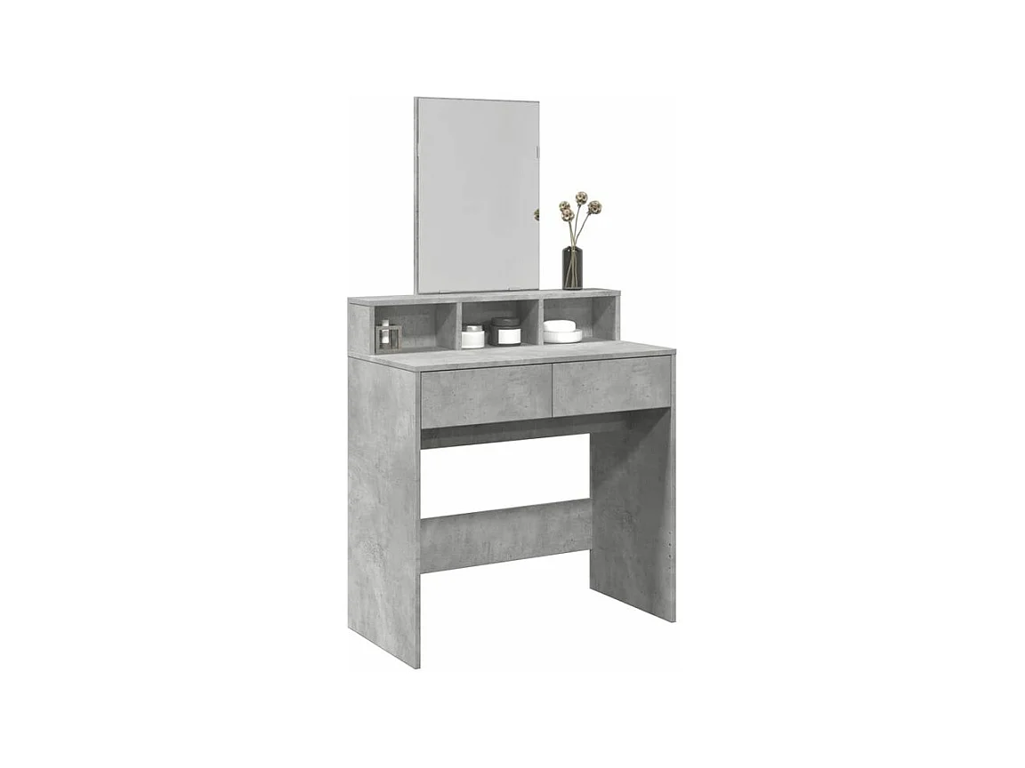 Coiffeuse avec miroir gris béton 80x41x144,5