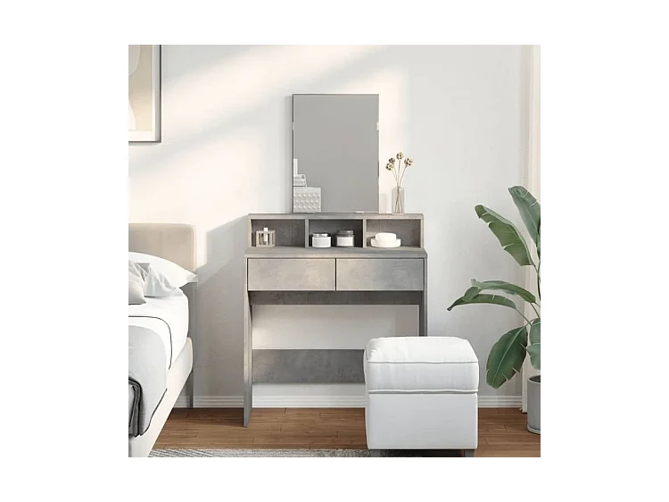 Coiffeuse avec miroir gris béton 80x41x144,5