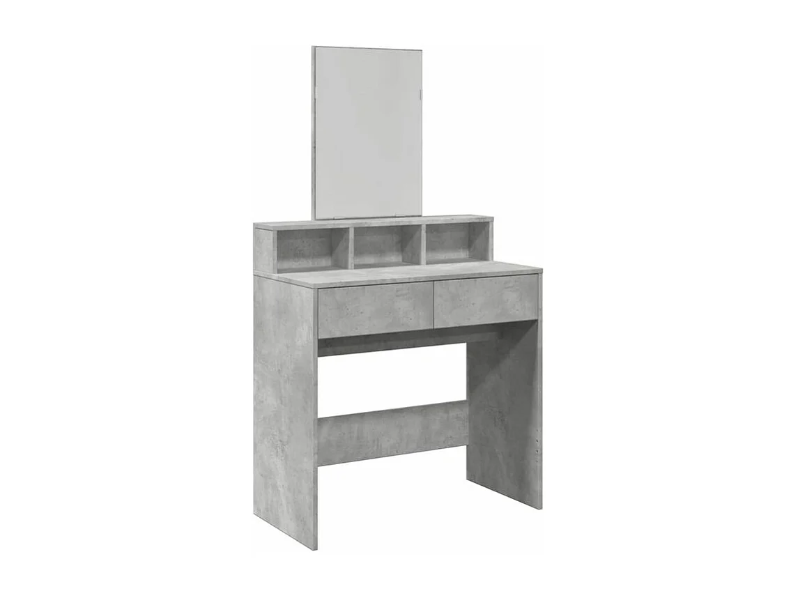 Coiffeuse avec miroir gris béton 80x41x144,5